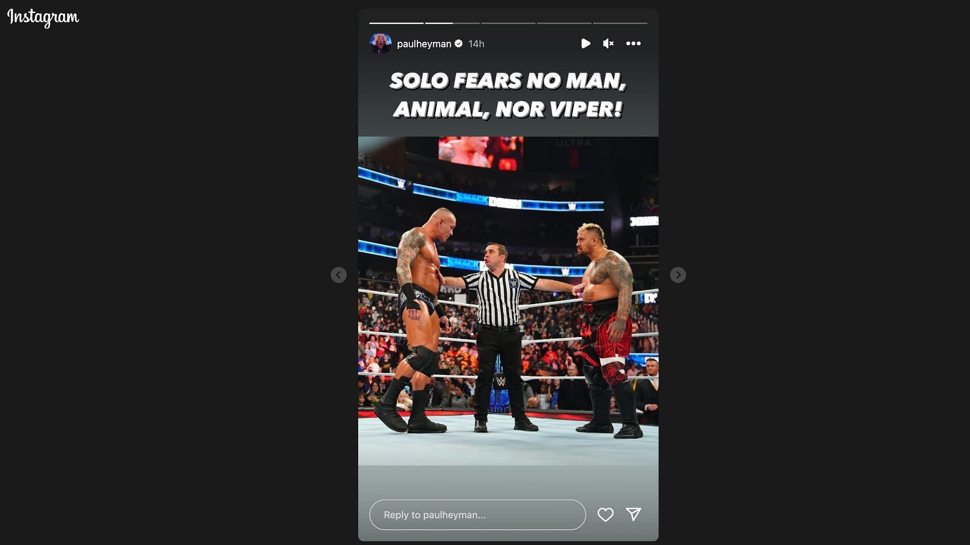 Screenshot of Paul Heyman's Instagram story.